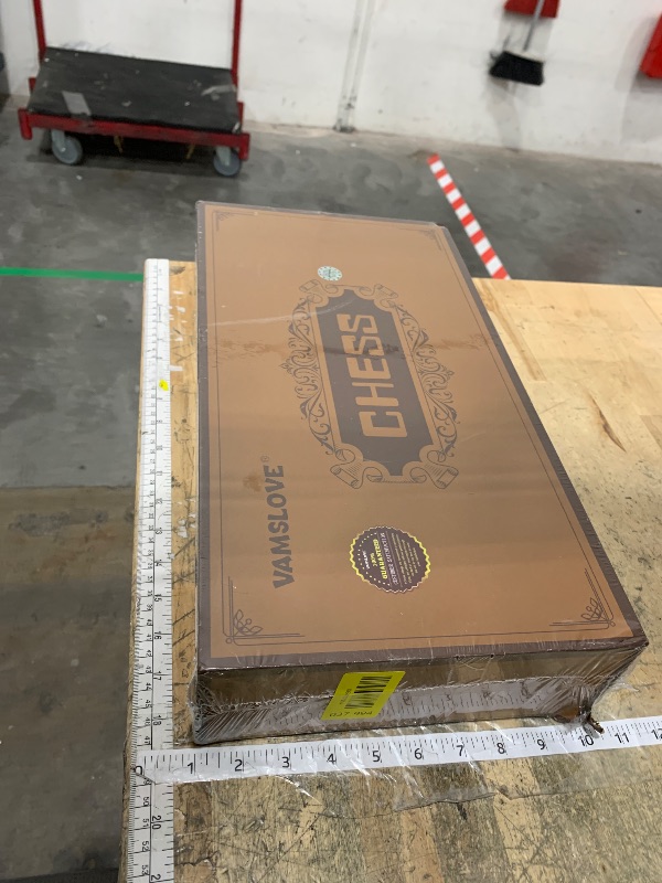 Photo 1 of **FACTORY SEALED** VAMSLOVE Chess Set Large 16''/42cm Folding Wooden Board with Deluxe Weighted Acrylic Chess Pieces - 3.5" King with Storage Slots for Adults House Warming Retirement Gift