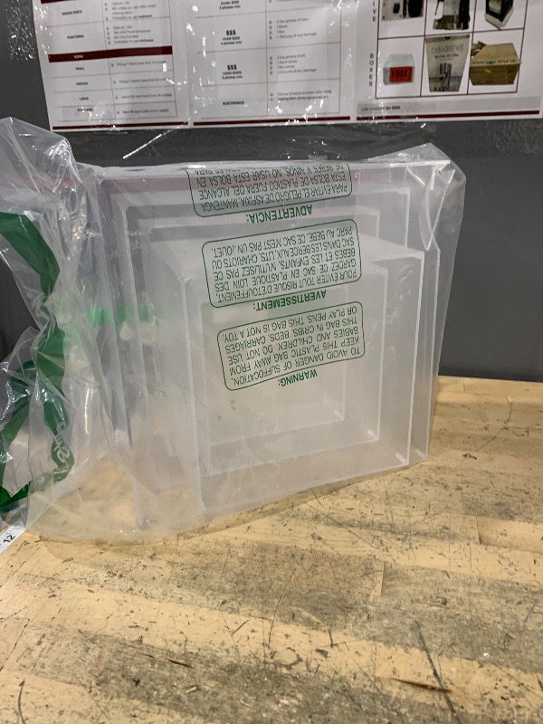 Photo 1 of Leinuosen 6 Pcs Large Buffet Risers, 6 to 11 Inch Catering Dessert Table Risers Food Decorative Stands with hollow bottom for Catering Supplies, Party (Clear, Square)