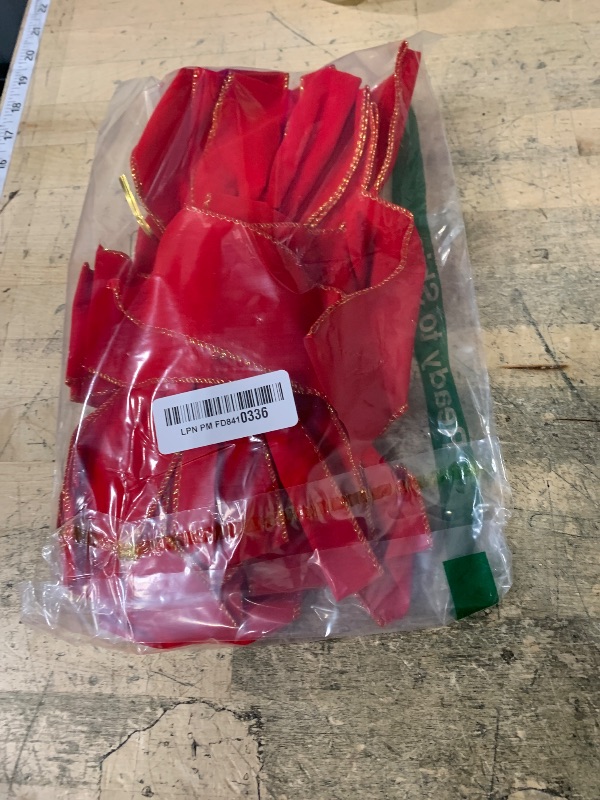 Photo 1 of 2 Pack Red Christmas Bows Outdoor Decorations,12”x20” Large Christmas Tree Topper Bow, Velvet Wreath Bow with Glitter Gold Edge for Xmas Home Front Door Decor