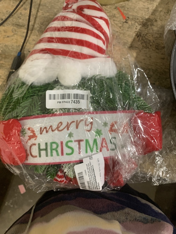 Photo 1 of ***ELF ONLY***Merry Christmas Banner With Led Light and Gnomes Swedish Elf Wreath,Christmas Door Wreath Gnome,Supplies for Decorating Indoor Front Door Wall During Holiday Festival Outdoor,Christmas Decoration Set
