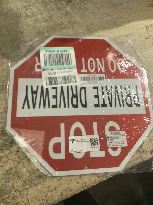 Photo 1 of 1 Pack Large Stop Sign, Private Driveway Do Not Enter Sign | 17.75" x 17.75" Reflective Aluminum, Easy Mounting, UV Protected, Octagon Shaped