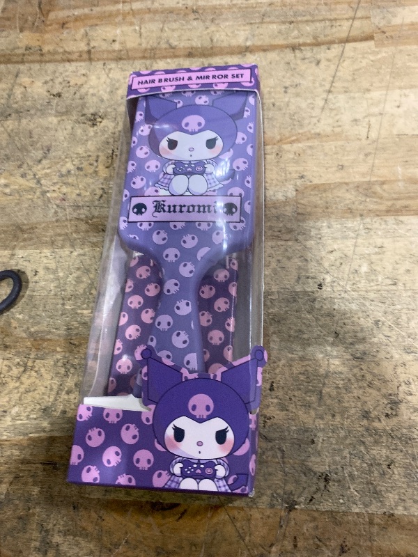 Photo 1 of Hello Kitty Hair Brush and Compact Mirror Set for Girls, Teens, Women, Detangler Brush, Kawaii Cute Stuff, Makeup Gifts for Her (Kuromi Brush & Mirror)