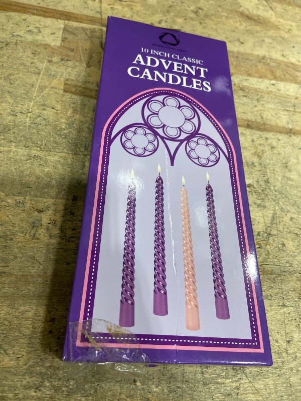View 2 of 10 inches Advent Candles Set of 4,Ture Dripless Advent Wreath Candles,Velas de Adviento Nativity Scene Candlesticks, Elegant Non Toxic Candle Sticks