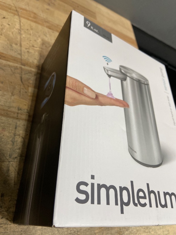 Photo 2 of simplehuman 9 oz. Touch-Free Automatic Rechargeable Sensor Pump, Brushed Stainless Steel, New