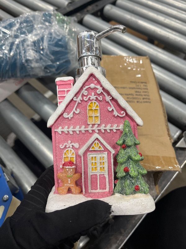 Photo 1 of Avanti Linens - Lotion Pump/Soap Dispenser, Durable Hand-Painted Resin, Countertop Accessories, Holiday Home Decor (Sparkle House)