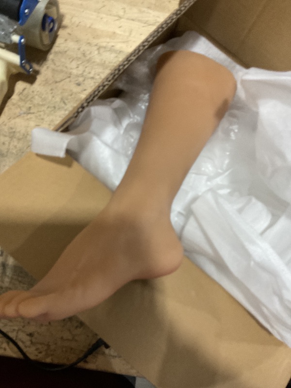 Photo 1 of 1 Pair Silicone Lifesize Male Mannequin Foot with Bone Realistic Silicone Feet Mannequin Display Jewerly Sandal Shoe Sock Display Art Sketch (Dark Color)