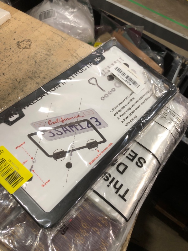 Photo 1 of 2 Pack Premium Matte Black License Plate Frames with 2 Holes, Rust-Proof Aluminum Metal License Plate Holder, Includes Screw Accessories, Universal Car License Plate Cover for Man