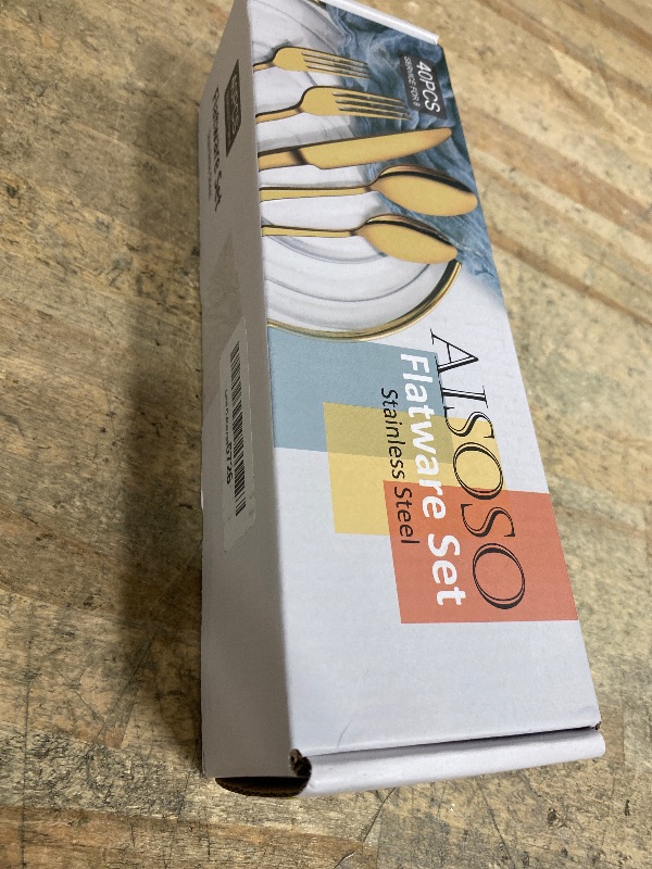 Photo 1 of ***MISSING PARTS***
Aisoso Gold Silverware Set for 8, 40-Piece Gold Flatware Set Stainless Steel Cutlery Kitchen Utensil Set Mirror Polished
