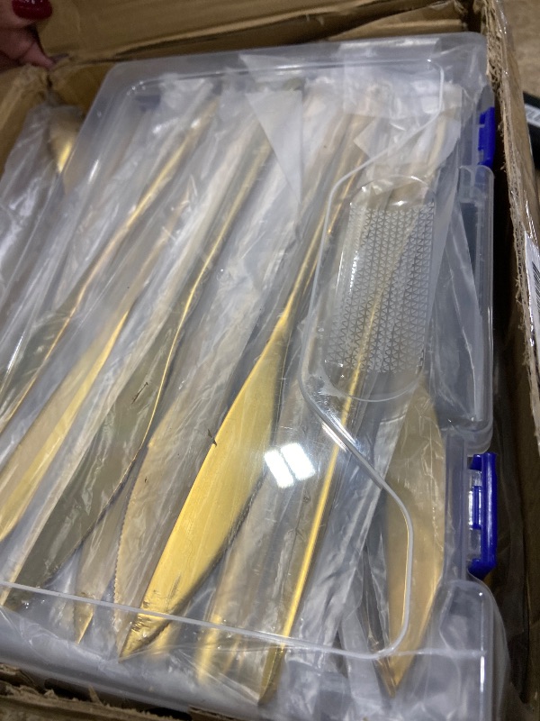 Photo 1 of Lemosae 240 Pcs Gold Silverware Set for 80 - Stainless Steel Flatware Cutlery Set Include Forks, Knives & Spoons for Wedding Parties, Kitchen, Restaurant - Dishwasher Safe