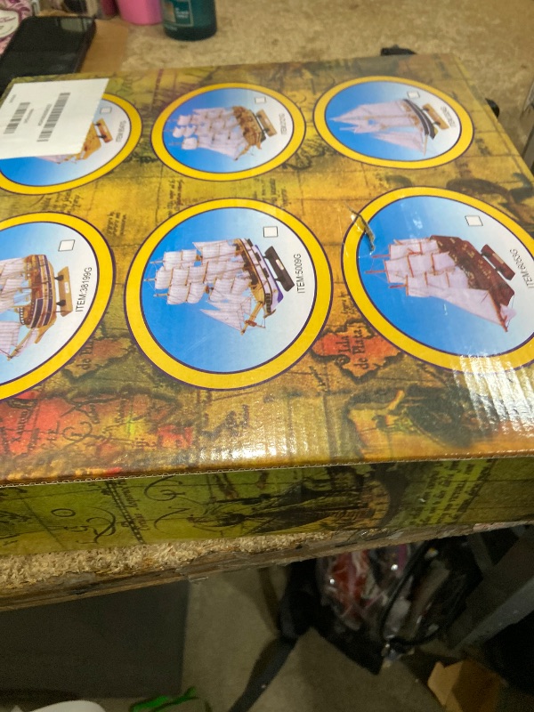 Photo 1 of (white blue) Sailing model, used for decorating sailboats and ocean themed sailboats. Wooden sailboat suitable for home and office desks