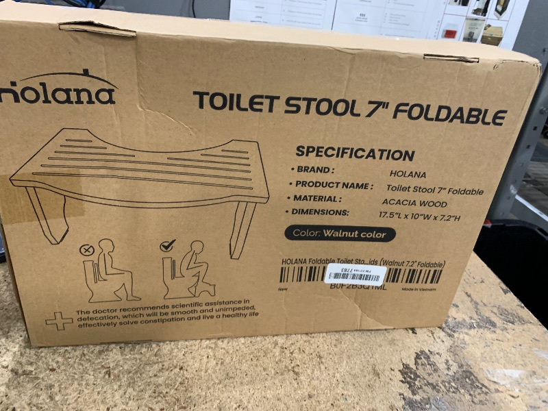 Photo 1 of ***CHECK COMENTS***   HOLANA Acacia Wood Foldable Toilet Stool, Potty Squatty Stool for Adults - Up to 350LBS Weight Capacity Foot Stool for Toilet, 2-in-1 Toilet Stool Squat Adult - No Assembly Required (Walnut Color)