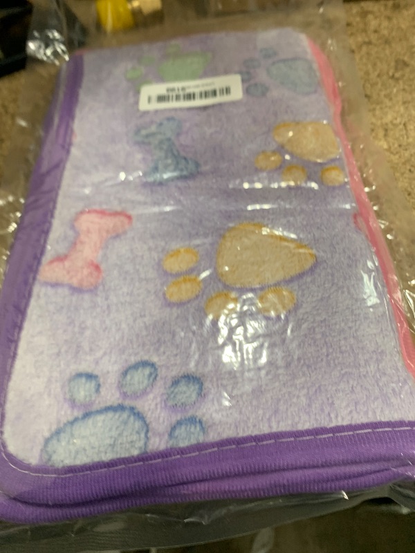 Photo 1 of 1 Pack 3 Blankets Super Soft Fluffy Premium Fleece Pet Blanket Flannel Paw Printed Throw for Dog Puppy Cat (Small 23x16'', Purple, Pink, Brown)