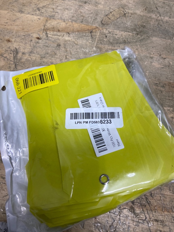 Photo 1 of 100 Pcs Waterproof Tags Writable Plastic Tags for Labeling Tag with Wire Tie Large Heavy Duty Tags Moving Tags Pipe Tags for Outdoors Car Garage Storage Box Equipment Parts (Yellow, 6 1/4" x 3 1/8")