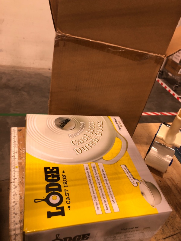Photo 1 of **FACTORY SEALED** Lodge 6 Quart Enameled Cast Iron Dutch Oven with Lid – Dual Handles, Oven Safe up to 500°F, Stovetop Compatible – Marinate, Cook, Bake, Refrigerate & Serve – Oyster White