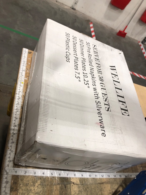 Photo 1 of **FACTORY SEALED** WELLIFE 350-Piece Gold Disposable Plates and Cutlery Set - Premium 10.25" Dinner Plates, 7.5" Dessert Plates, 9oz Cups & Cutlery for Weddings, Catering Events - 50 Guest Service - Elegant & Sturdy