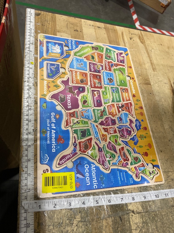 View 2 of **FACTORY SEALED** SYNARRY Large USA Wooden Puzzles for Kids Ages 3-5, Learning United States Map Puzles for Kids Ages 4-6, Wood Jigsaw Puzzles Educational Games Toys Gifts for Boys Girls Ages 3-8