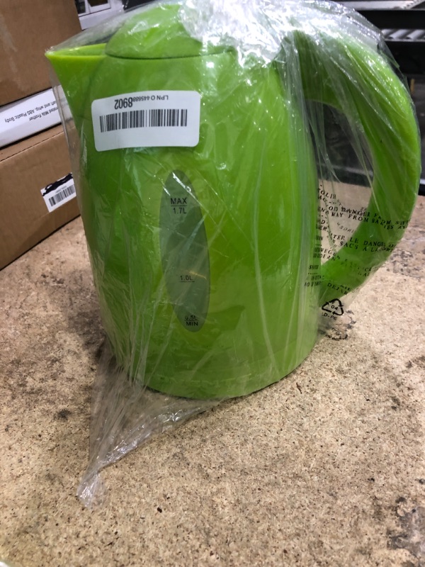 Photo 1 of **NEEDS WARMING PLATE** OVENTE Electric Kettle, 1.7L Fast Boiling Water Heater for Coffee or Tea, BPA Free with Water Level Gauge, Auto Shut-Off, Boil-Dry Protection, Indicator Light and Removable Filter, Green KP72G