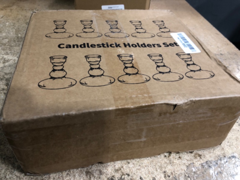 Photo 1 of **Only 9*** Willceka Glass Taper Candle Holders Small Clear Candlestick Holders Bulk, Thickened Glass Crystal Candle Sticks Set for Dining Table Wedding Party Fireplace Mantle Table Centerpiece Decor, 10Pcs