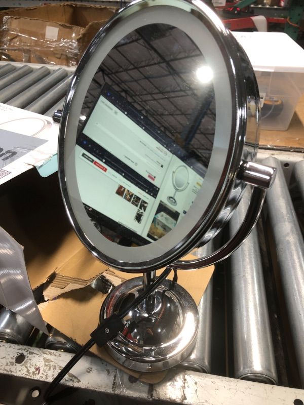 Photo 1 of ***LIGHT DOESN'T WORK*** Conair Lighted Makeup Mirror, LED Vanity Mirror, 1X/7X Magnifying Mirror, Double Sided, Corded in Polished Chrome