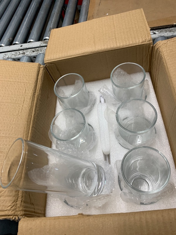 View 2 of [ 12 Pack ] Glass Cups with Glass Straws, 12oz Highball & Rock Drinking Glasses, Everyday Drinkware Glasses Set, Cute Tumbler Cup, Kitchen Glasses for Iced Coffee, Water, Beer, Cocktail, Whiskey Gift.