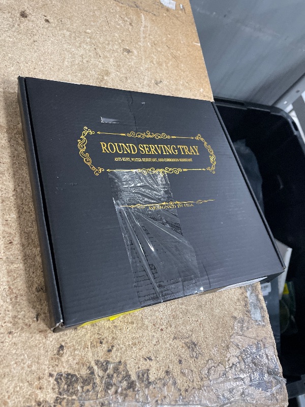 Photo 1 of 10" Small Gold and White Tray, Lightweight Metal Round Vanity Tray for Bathroom, Candle Holder for Living Room Decor