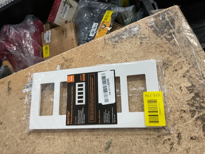 Photo 1 of 1 Pack BESTTEN 5-Gang Screwless Wall Plate, Decorator Outlet Cover, USWP4 Glossy Off White, Decor Face Plate for Light Switch, Dimmer, GFCI, USB Receptacle, H4.69” x W10.18”, ETL Listed