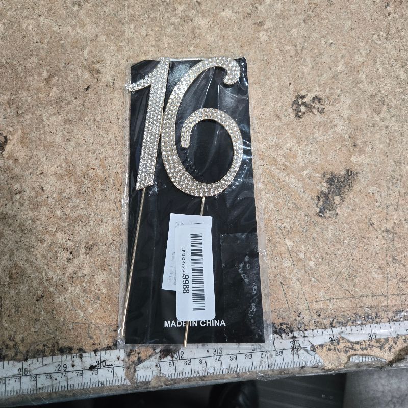 Photo 1 of 16 Cake Topper Gold Metal Cake Toppers for 16th Birthday or Anniversary Party Cake Decor