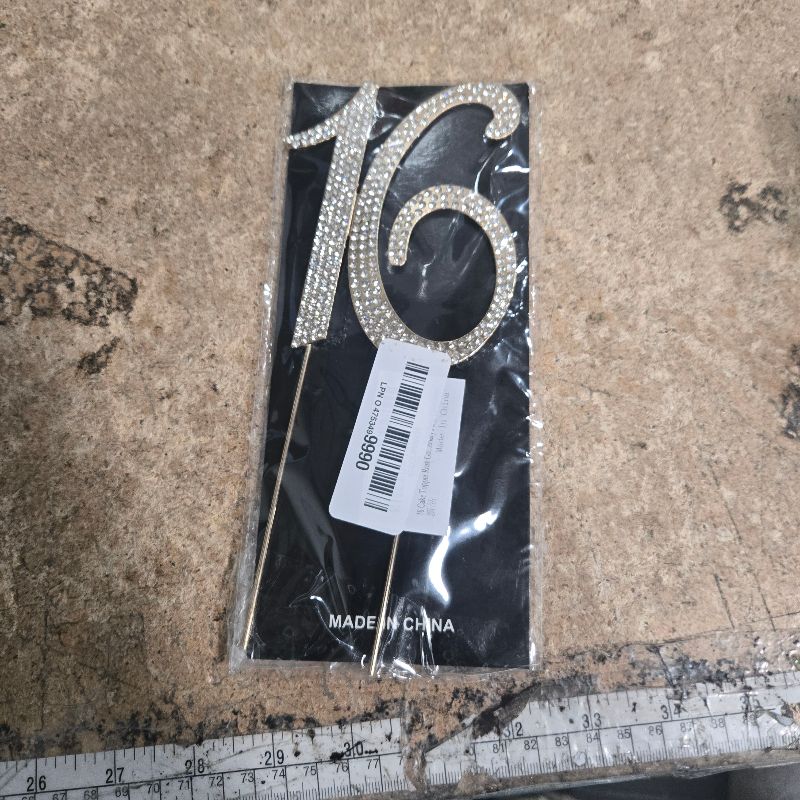 Photo 1 of 16 Cake Topper Gold Metal Cake Toppers for 16th Birthday or Anniversary Party Cake Decor