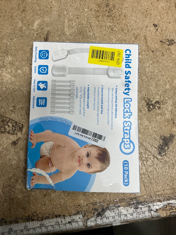 Photo 1 of 10 Pack Cabinet Locks Baby Proofing, Child Proof Cabinet Locks with 3M Adhesive - Easy Installation with Adjustable Straps, Multi-Purpose Child Safety Latches for Drawers Fridge Trash Cans Toilets