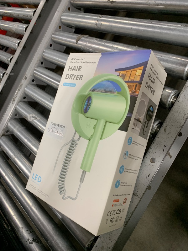 Photo 1 of 110V Hotel Wall Mounted Hair Dryer for Bathroom?with Night Light? Professional Styling HairDryer for Salon?Blue Light Negative Ions? Fast Drying Restroom Blow Dryer?Matte Texture - Pearly White