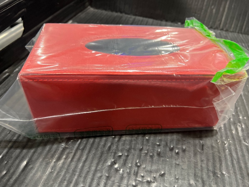 Photo 1 of (1PCS) Rectangle Tissue Box Napkin/Holder/Cover in Leather - Large, Waterproof, Long Rectangular Facial Paper Holder in Vintage Style - Ideal for Office, Car & Home Decor (Red)