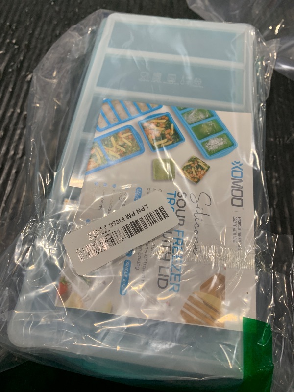 Photo 1 of 1/2 Cup Silicone Freezer Tray With Lid - Silicone Freezer Molds 2-Pack For meal prep & freezing of various sauces and other dishes, makes 12 perfect 1/2 cup portions cubes,oven and dishwasher safe