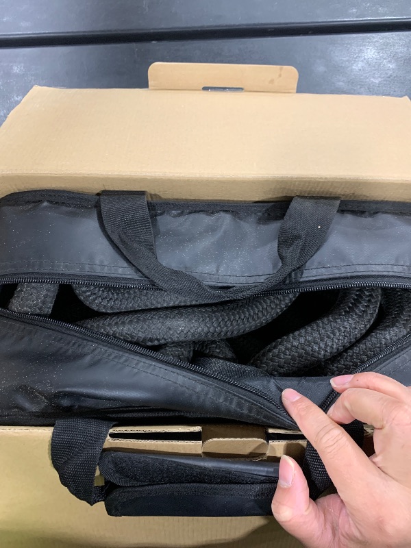 Photo 4 of SAMOUT Kinetic Recovery Rope (48000Lbs 1in x 30ft) + 2PCS Synthetic Soft Shackle, Extreme Duty 30% Elasticity Energy Snatch Strap for 4x4 Offroad Vehicle