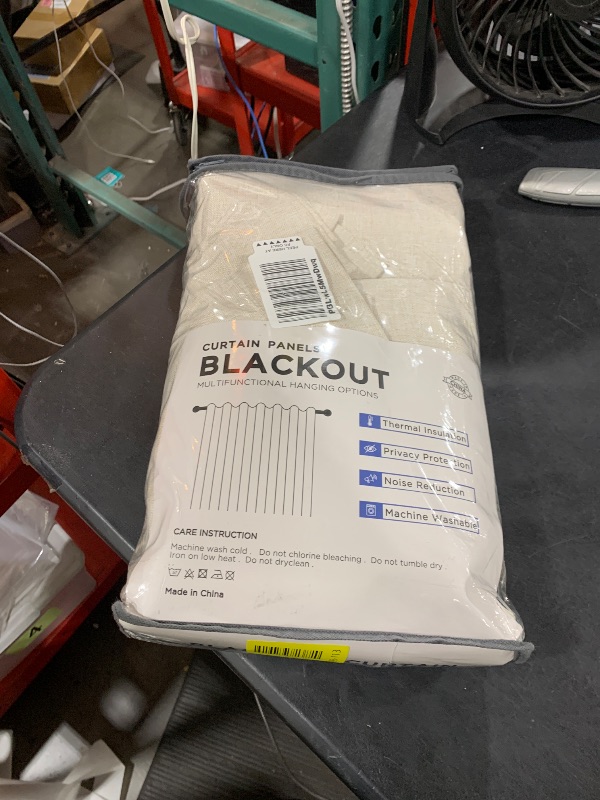 Photo 1 of 100% Blackout Shield Linen Blackout Curtains for Bedroom 108 Inches Long, Back Tab/Rod Pocket Living Room Drapes, Thermal Insulated Blackout Curtains 2 Panels Set, 50" W x 108" L,Cream