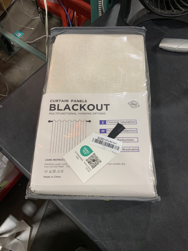 Photo 1 of 100% Blackout Shield Linen Blackout Curtains for Bedroom 108 Inches Long, Back Tab/Rod Pocket Living Room Drapes, Thermal Insulated Blackout Curtains 2 Panels Set, 50" W x 108" L,Cream