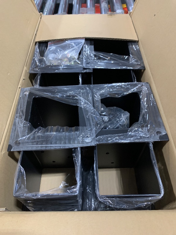 Photo 1 of (10 PCS) LADECH 4x4 Wood Fence Post Anchor Base, 2mm Thick Steel and Black Powder Coated,Come with Wood Screws and Concrete Anchors