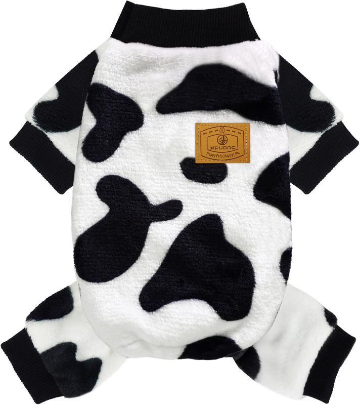 Photo 1 of  Cow Dog Sweater, Doggie Winter Clothes for Small Medium Dogs Girl Boy Fleece Dog Pajamas for Winter Christmas, Small
