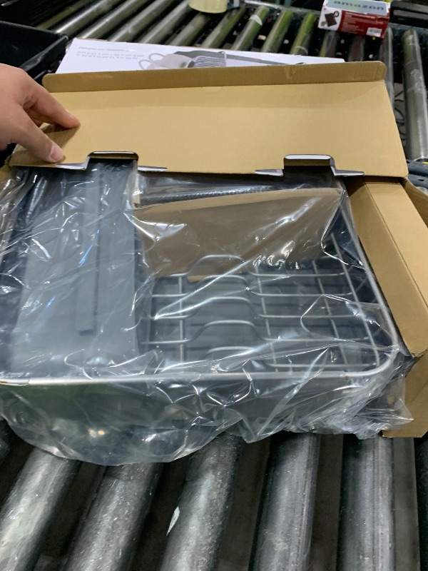 Photo 3 of KitchenAid Compact, Space Saving Rust Resistant Dish Rack, with Angled Self Draining Drain Board and Removable Flatware Caddy, 16.06-Inch, Gray