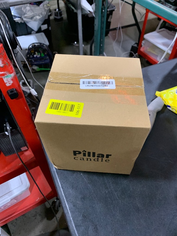 Photo 1 of 3 Wick White Extra Large Pillar Candle, 6" x 6", Unscented, Dripless, Smokeless, and Clean-Burning. Approx. 120 Hours of Burn Time. Perfect for Weddings, Dinners, Christmas and Home Decor