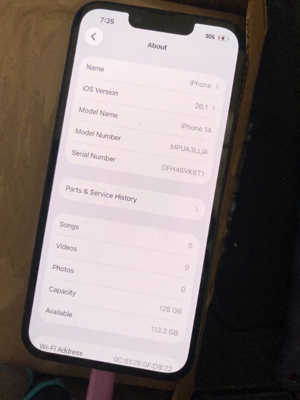 Photo 1 of *SEE CLERK NOTES* Apple iPhone 14, 128GB, Midnight - Unlocked (Renewed) 
CAMERA DOES NOT WORK