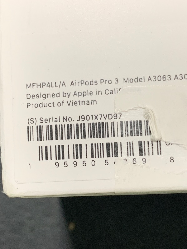 Photo 1 of Apple AirPods Pro 3 Wireless Earbuds, Active Noise Cancellation, Live Translation, Heart Rate Sensing, Hearing Aid Feature, Bluetooth Headphones, Spatial Audio, High-Fidelity Sound, USB-C Charging