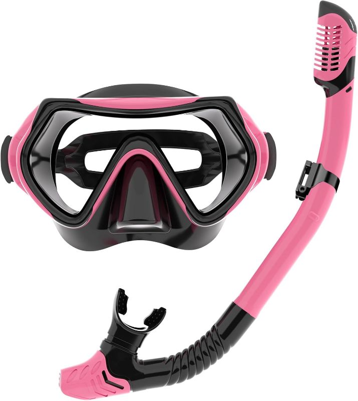 Photo 1 of 
Snorkeling Gear for Adults, JRing Snorkel Mask Set with 180 Degree Tempered Glass Anti Fog Goggles Scuba Dry Top Snorkel for Swimming, Scuba Diving Mask for Men Women