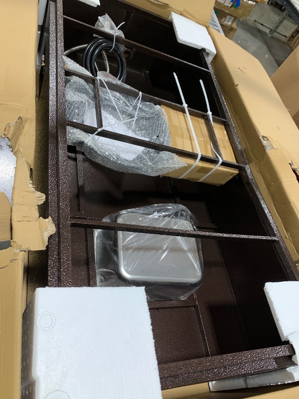 Photo 2 of 56" Propane Fire Pit Table 50,000 BTU, Dual-Use Rectangular Outdoor Heater w/Wind Guard & Waterproof Cover, Convertible to Dining Table for Patio, Deck, Garden, Brown