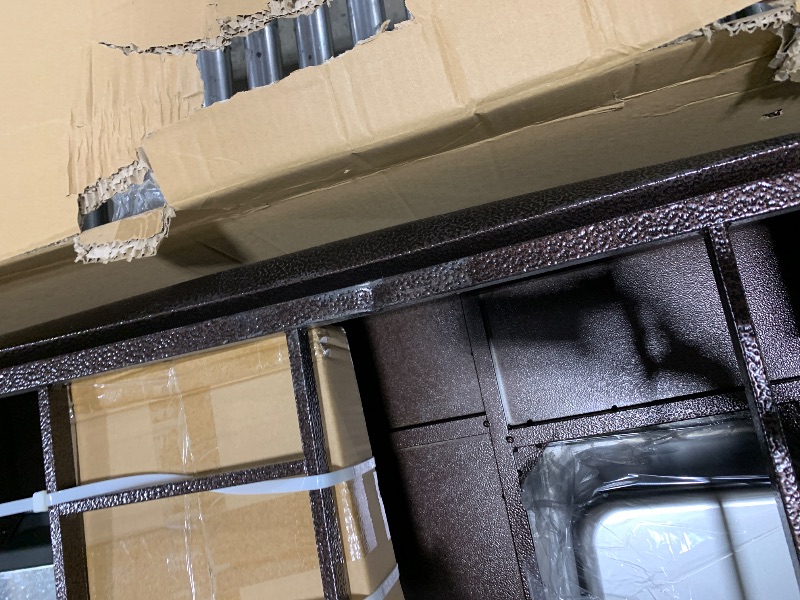 Photo 3 of 56" Propane Fire Pit Table 50,000 BTU, Dual-Use Rectangular Outdoor Heater w/Wind Guard & Waterproof Cover, Convertible to Dining Table for Patio, Deck, Garden, Brown