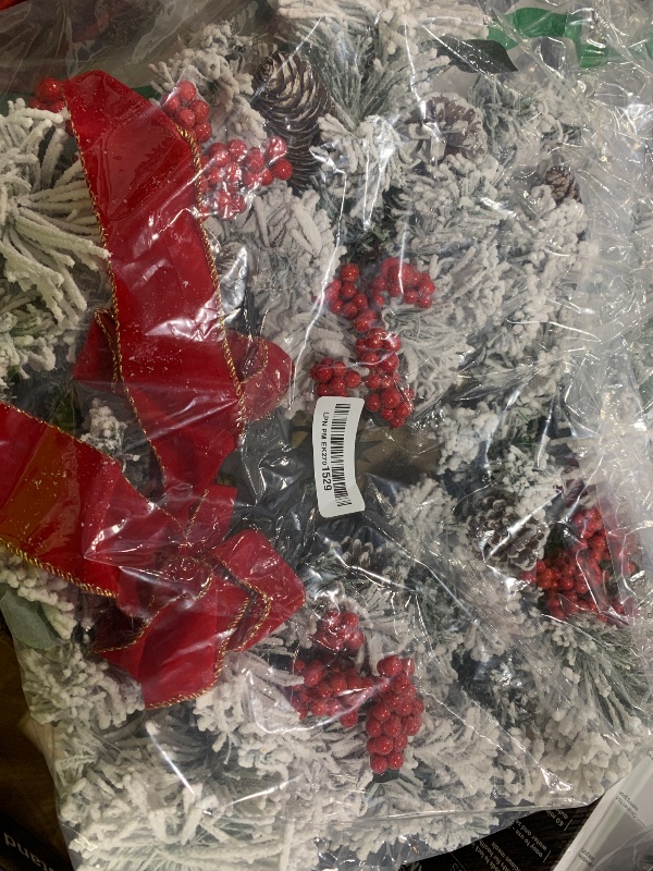 Photo 1 of Svndlyn 22 Inch Pre-Lit Artificial Christmas Wreath with Timer Metal Nativity Scene Silhouette Ornaments Flocked Cedar Branches Pine Needles Berries Bow For Christmas Religious Decor Front Door Mantel