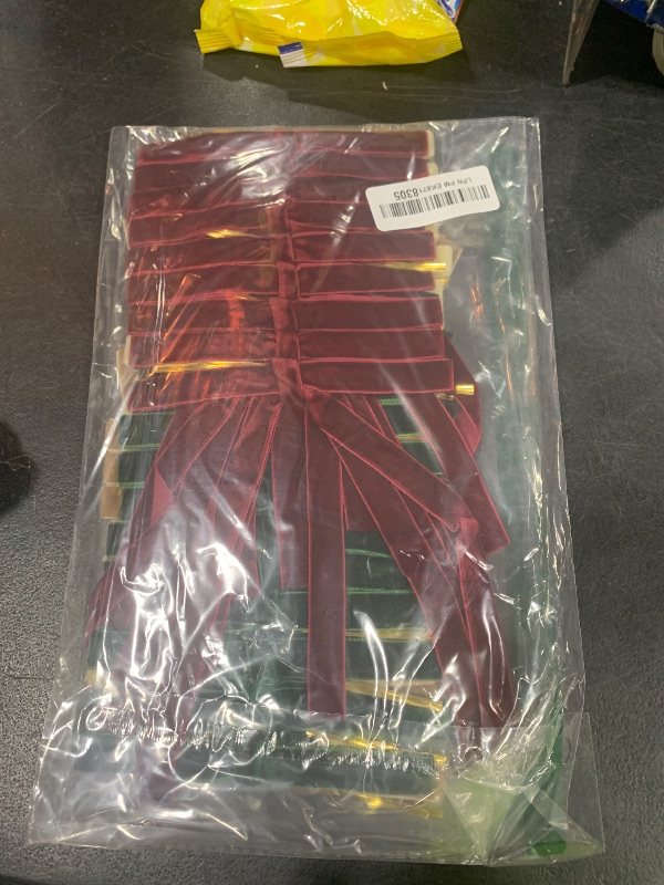 Photo 1 of  36 Pcs Velvet Vintage Ribbon Bows 5/8" Wide 6 * 8" for Xmas Tree Hanging Decorations Home Indoor Decor (Four Colors)