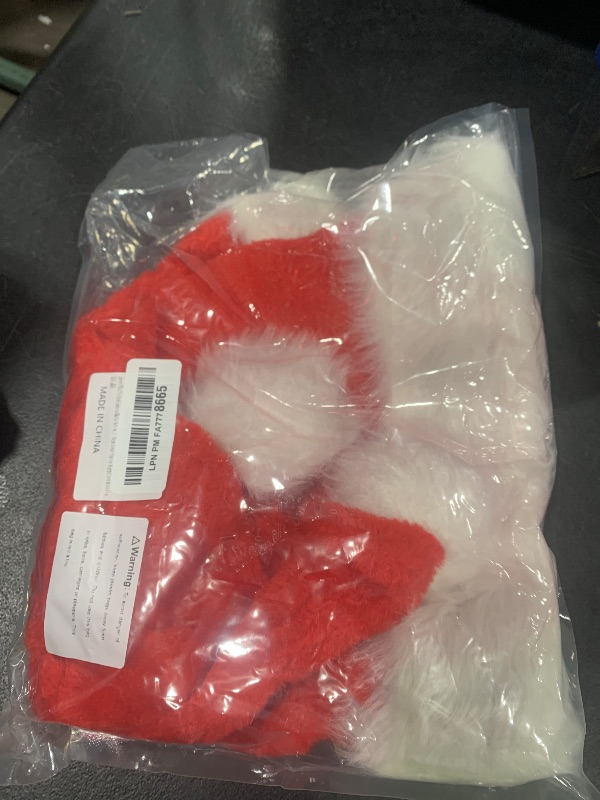 Photo 1 of 2pcs Fluffy Red Santa Hats Set with Plush Brim and Liner for Adults Men Women - Christmas, New Year Party Supplies & Gifts