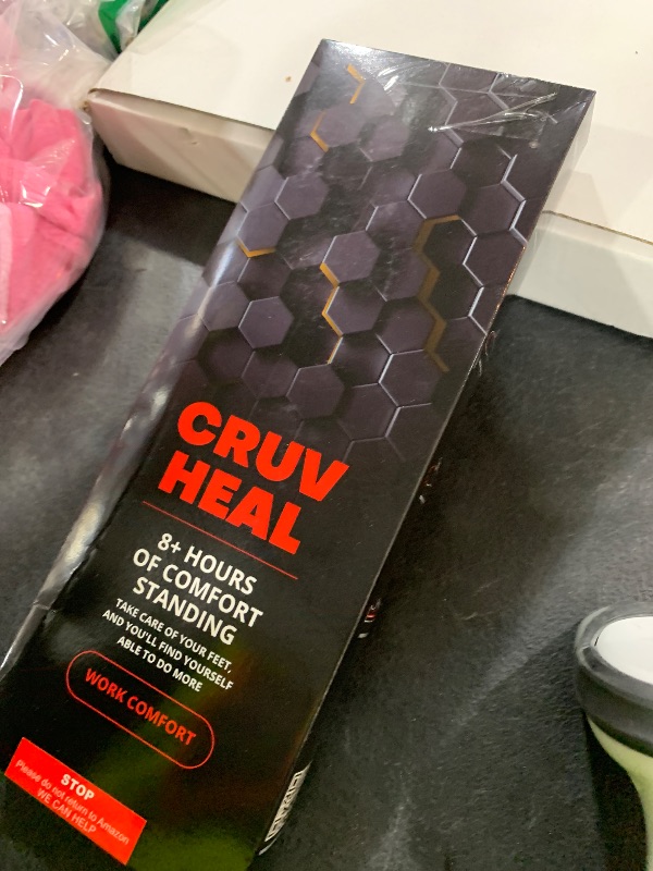 Photo 1 of (New) Work Comfort Orthotic Insoles - Anti Fatigue Shoe Insert Men Women - Low Arch Support - Shock Absorption - Foot Pain Relief - Work Boot Insoles (Black Hexagons, M)