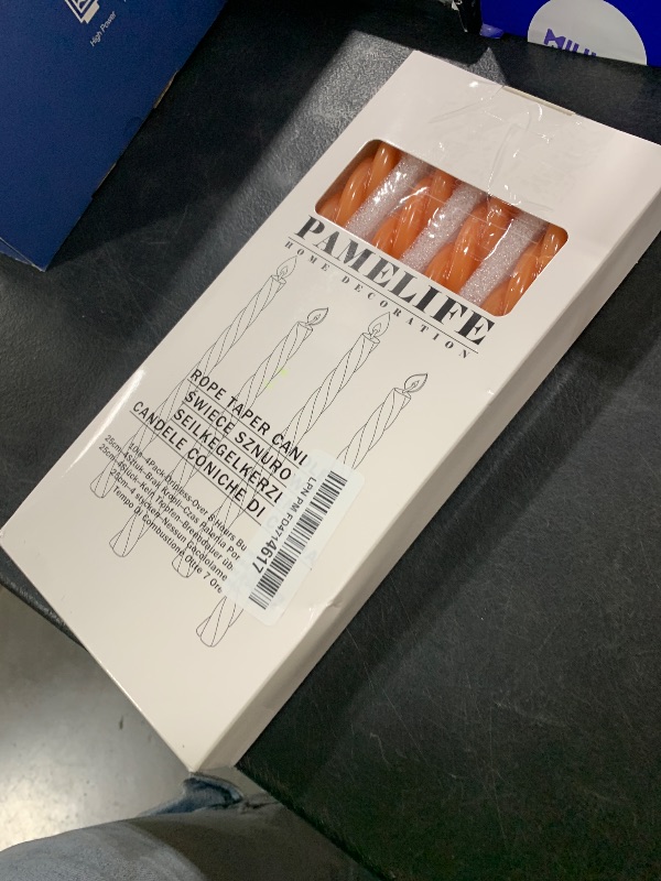 Photo 1 of 10 Inch Spiral Burnt Orange Taper Candles, 4 Pack Unscented Dripless Long Burning Time Gloosy Fall Candlesticks for Dinner Party, Wedding Shower and Home Decoration (Squash)