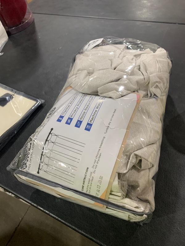 Photo 1 of 100% Blackout Shield Linen Look Textured Pinch Pleated Curtains Blackout Drapes 90 Inch Long 2 Panels Set, Faux Linen Blackout Curtains for Bedroom & Living Room, 40" W x 90" L, Beige